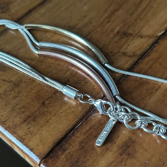 Nine West Tri-Tone multi strand Necklace - Picture 5 of 5